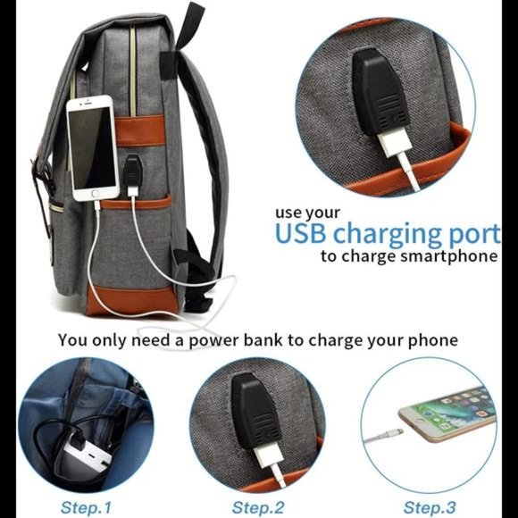 Upgraded Slim Vintage Laptop Backpack for Women, Men for travel, college - Picture 3 of 7